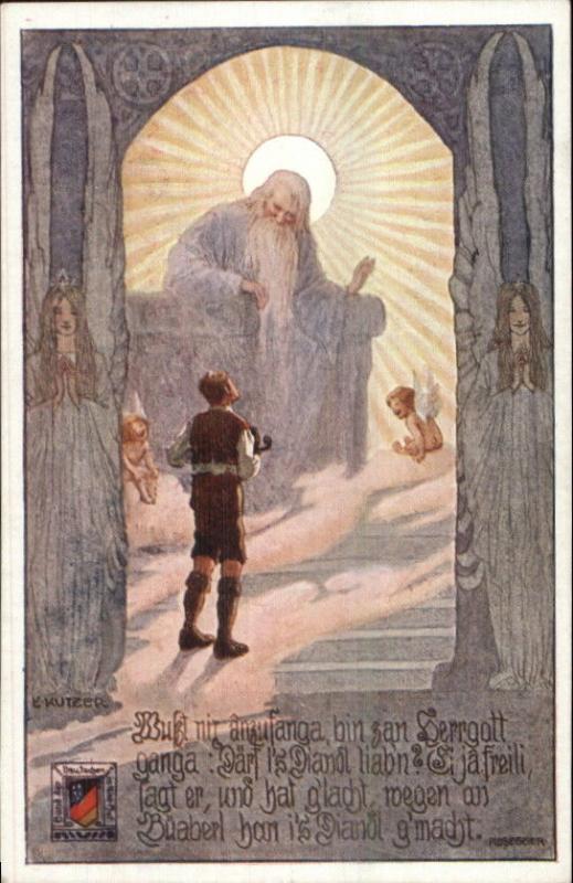 E. Kutzer Fantasy Man at Heaven's Gate? God c1915 Postcard #51