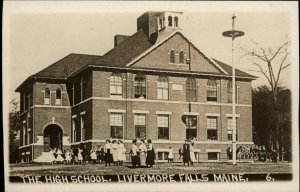 Livermore Falls Maine ME High School Real Photo c1910 Vintage Postcard