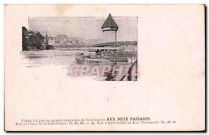 Old Postcard Aux Deux Passages Street and Place de la Republique Lucerne Bridge