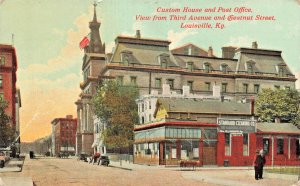 LOUISVILLE KY~CUSTOM HOUSE & POST OFFICE-THIRD AVE & CHESTNUT ST~1910s POSTCARD