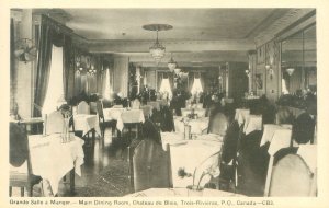 Three Rivers PQ Canada Chateau de Blois Main Dining Room B&W Postcard