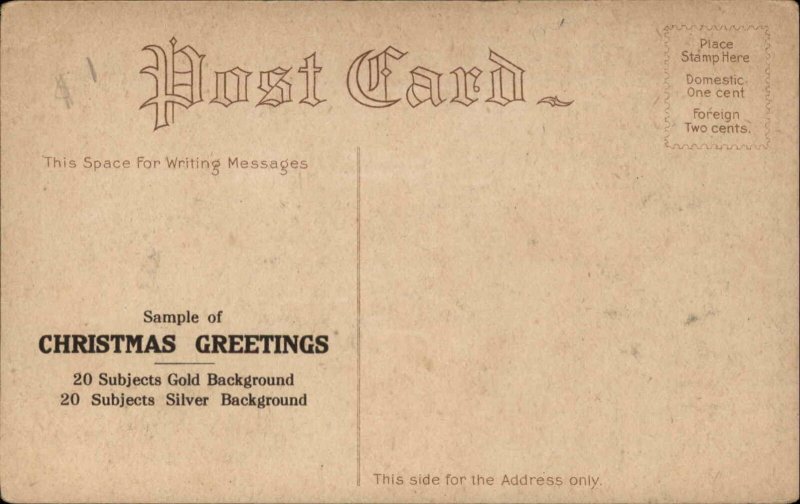 CHRISTMAS Woman w Holly Border c1910 Postcard