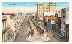 HAVANA, Cuba  THE PRADO Street Scene~Stores   Bird's Eye View  ca1920's Postcard