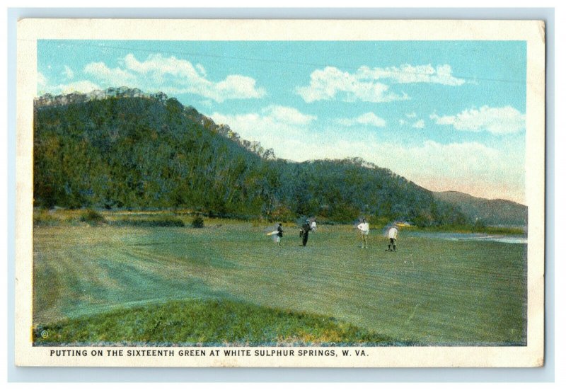 c1920s Putting On Sixteenth Green, White Sulphur Springs West Virginia Postcard