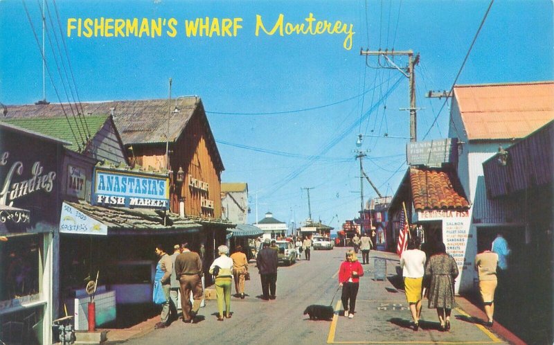 Monterey California Fisherman's Wharf, Anastasia's  1970 Chrome Postcard Unused