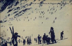 Skiing White Mountains NH Old Postcard TUCKERMAN RAVINE - Blue Tint #2