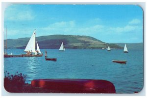 1952 Lake Euka Looking Toward Bluff Point Keuka Yacht Club Penn Yan NY Postcard