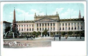 LEIPZIG, GERMANY  Fountain LEIPZIG UNIVERSITAT University c1900s Litho Postcard