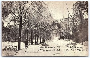 Ice Storm Scene Washington Street Gloversville New York NY Postcard