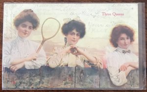 Used Postcard Three Queens Tennis 6/11/1909 LB