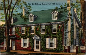 Vtg 1930s The Old Ridgley House Dover Delaware DE Unused Linen Postcard