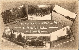 RPPC Multi View City Beautiful Grinnell IA Vintage Postcard N32