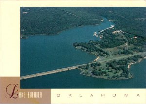 OK, Oklahoma  LAKE EUFAULA  Bird's Eye View  ROAD & MARINA   4X6 Postcard