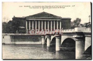 Postcard Old Paris Chamber of Deputies and the Pont de la Concorde