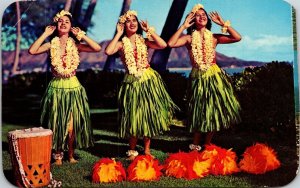 Hula Maidens Waikiki Shadow Diamond Head Halekulani Hotel Maiden Dance Postcard 