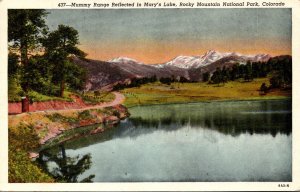 Colorado Rocky Mountains Mummy Rnge Reflected In Mary's Lake 1950