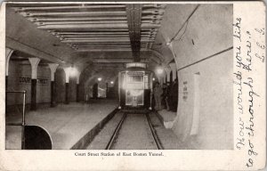 Boston MA Court Street Station of East Boston Tunnel 1905 Postcard B26