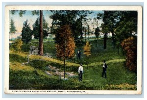 1917 View Of Crater Where Fort Was Destroyed Petersburg Virginia VA Postcard 