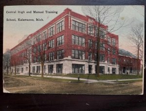 Vintage Postcard 1920 Central High & Manual Training School, Kalamazoo, Michigan