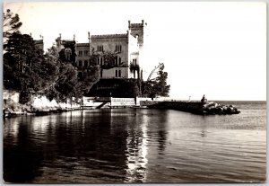 Trieste - Castello Di Miramare Italy Buildings Ocean Real Photo RPPC Postcard