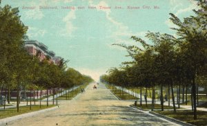 Vintage Postcard 1912 Armour Blvd. East From Troost Ave. Kansas City Missouri MO