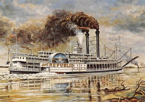 Grand Republic River Steamship, Excursion Boat Painting Ferry Boat Ship 