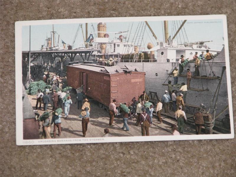 Unloading Bananas From the Steamer, # 11860, Photostint Card, unused