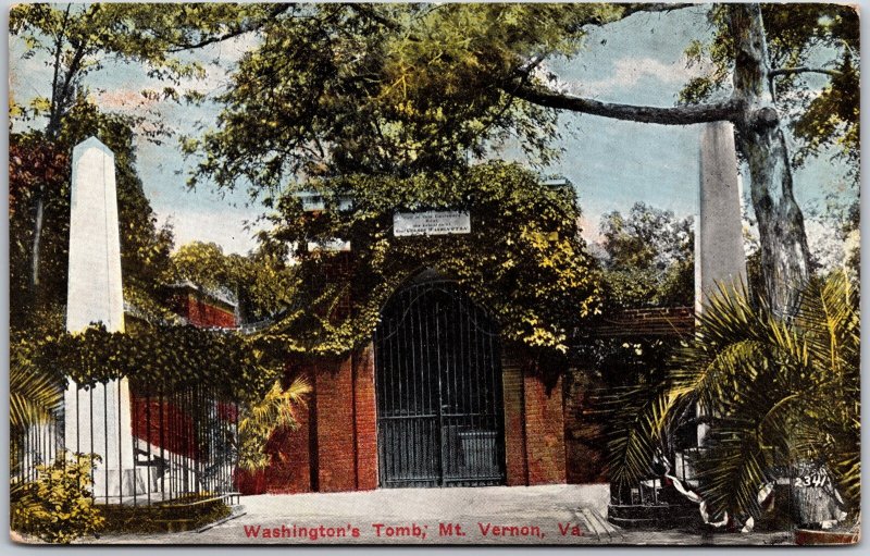 Mt. Vernon Virginia VA, Washington Tomb, Arched Gateway, Palm Trees, Postcard