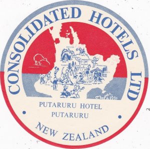 New Zealand Putaruru Hotel Putaruru Vintage Luggage Label sk3785