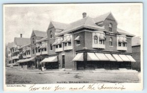 GUILFORD, Maine ME ~ Post Office HOTEL BRAEBURN 1906 Piscataquis County Postcard