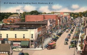 Henderson North Carolina Garnett Street Shops c1930-50s Vintage Postcard