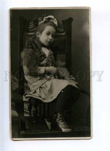 232502 RUSSIA girl w/ TEDDY BEAR 1927 year photo postcard