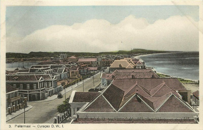 Vintage Postcard; View of Pietermaai D.W.I. Buildings along the Coast unposted