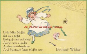 6 Postcards, Birthday Greetings with Nursery Rhymes, Little Bo Peep-Jack & Jill