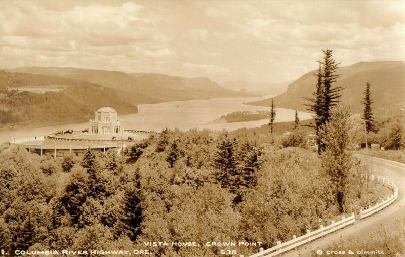 c. 1920 RPPC Vista House Crown Point Columbia River Highway Postcard F91