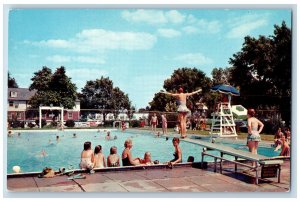 Scott Air Force Base Illinois IL Postcard Officers Swimming Pool Scene c1960's