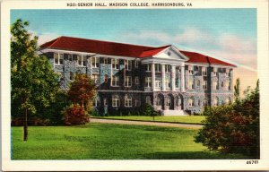 Vtg 1930s Madison College Senior Hall Harrisonburg Virginia VA Linen Postcard