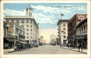Long Beach California Pine Avenue Busy Shops Cars c1900-20s Vintage Postcard
