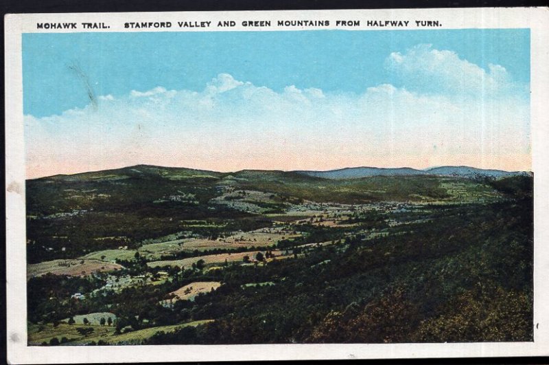 MA Mohawk Trail, Stamford Valley and Green Mountains from Halfway Turn - WB