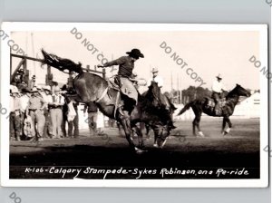 c1940 Sykes Robinson Re Ride CALGARY STAMPEDE Rodeo Horse Riding Canada RPPC