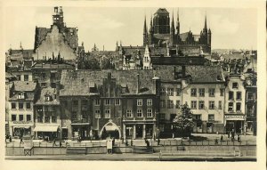 poland, DANZIG GDAŃSK, Blick auf die St. Marienkirche (1930s) RPPC Postcard 