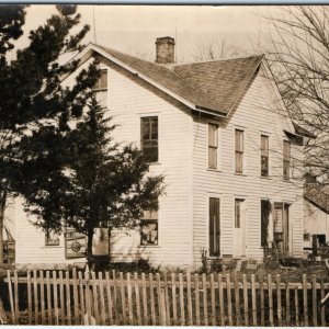 1909 Sharp Farm House RPPC Barn Homestead Cat Detailed Real Photo PC Fence A133