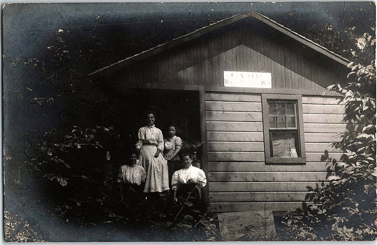 C.1910 RPPC Family at Camp WhipPoorWill Cabin, Cal. Vintage Postcard