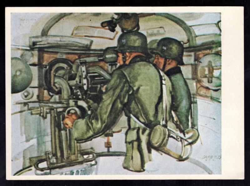 Mint Germany Army Wehrmacht Artist Hoffman Postcard Tank Gunners Panzer