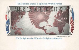 AMERICA AFIELD A FORCE SPIRITUAL WORLD POWER MISSIONARY PATRIOTIC POSTCARD 1912