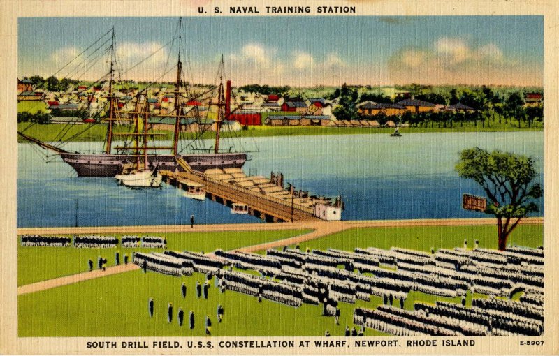 RI - Newport. US Naval Training Station, USS Constellation at Wharf