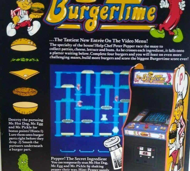 Burger Time Arcade Flyer Original Midway 1982 Retro Video Game Promo 8.5 x 11 