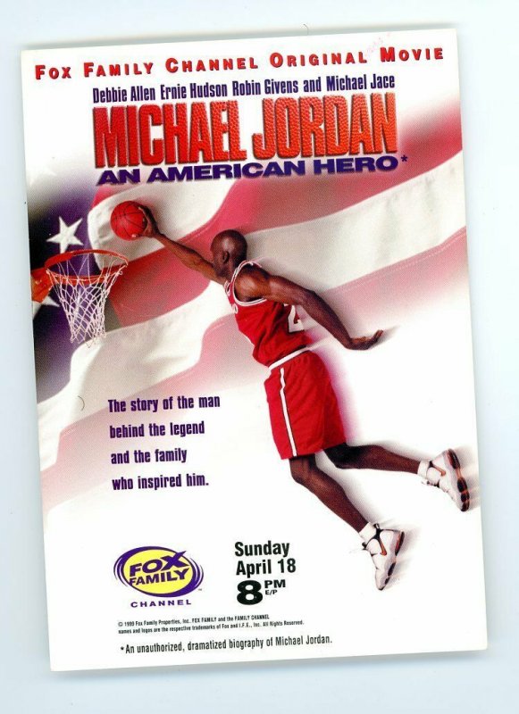 1999 Michael Jordan Postcard In Flight Fox Family Channel An American Hero Ex+