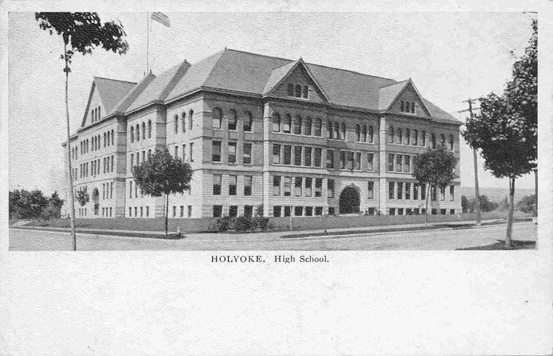 High School Holyoke Massachusetts 1905c postcard