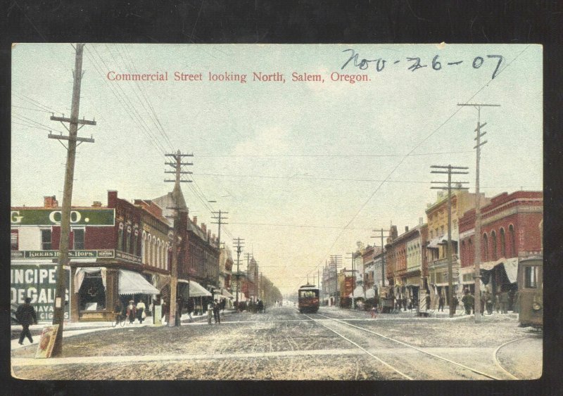 SALEM OREGON DOWNTOWN COMMERCIAL RREET SCENE STORES 1907